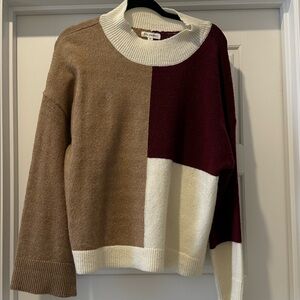 Color Block Mock Neck Sweater